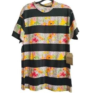 Straight Faded  Tee‎ Shirt size Large Floral animal print stripes Black New
